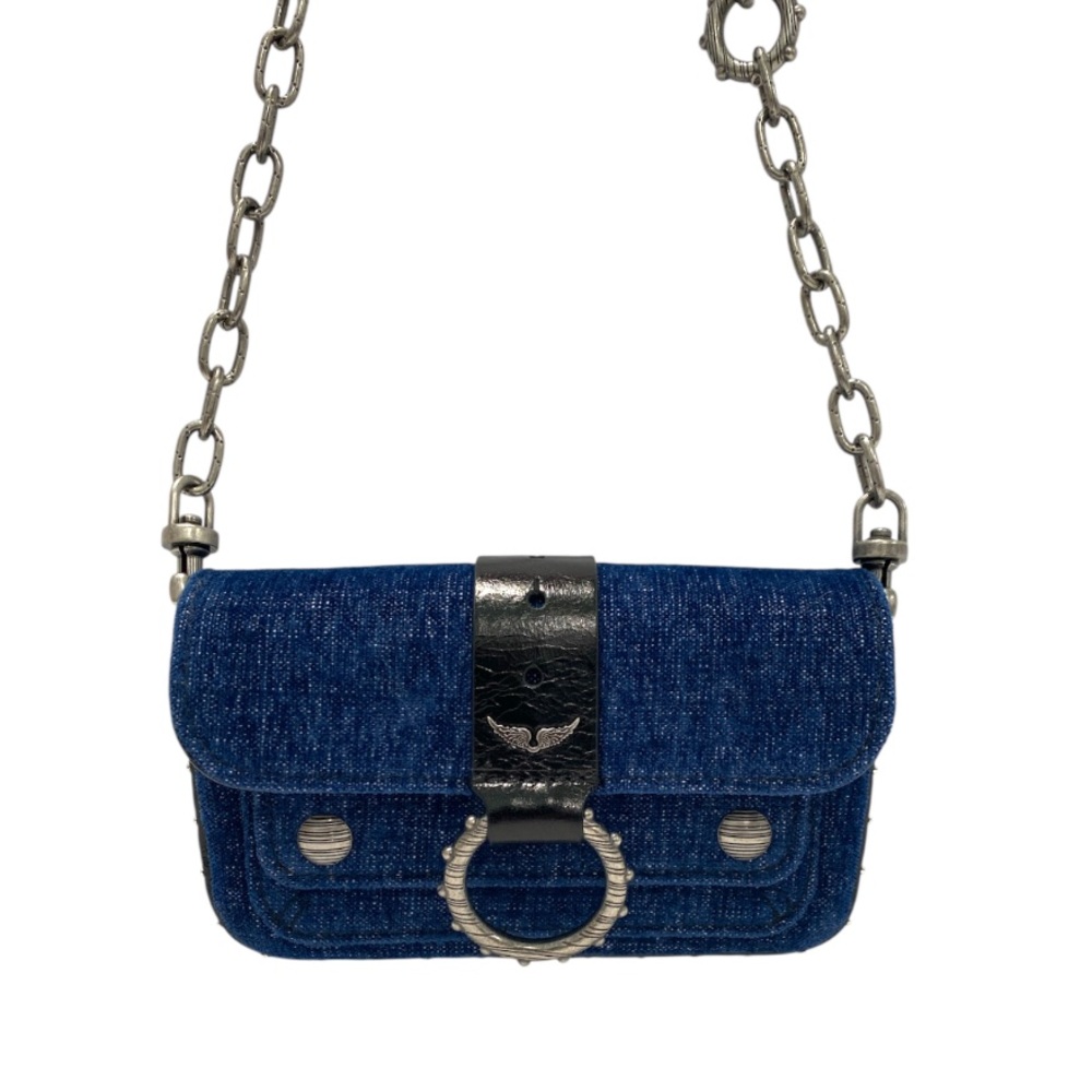 Zadig & Voltaire Kate Denim Wallet On A Chain Crossbody Clutch - Picture 3 of 17